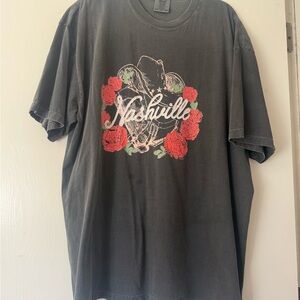 Nashville Vintage Rose Dark Grey Graphic T-Shirt
